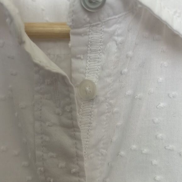 Talbots White Long Sleeve Collar Knobby Texture Shirt Size Petite Small - Picture 4 of 14